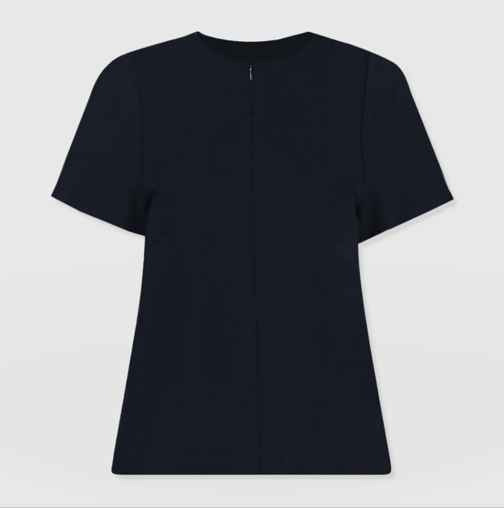Saint + Sofia Keller Zip Up Tee-Navy